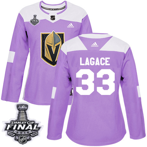 Adidas Golden Knights #33 Maxime Lagace Purple Authentic Fights Cancer 2018 Stanley Cup Final Women's Stitched NHL Jersey